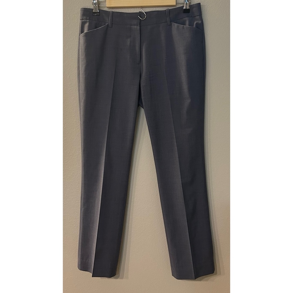 Theory Izelle S Continuous Wool Pants Trousers Size 6 Blue Straight Leg - Picture 2 of 5